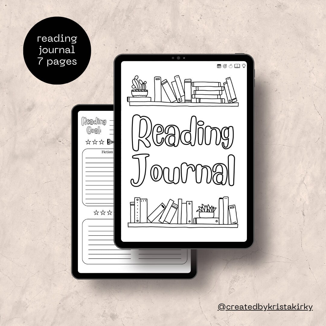 My Digital Bullet Journal - Hyperlinked, Undated, Themed Templates, Goals & Reflection, Meal Planner, Reading Journal, Brain Dump Sections