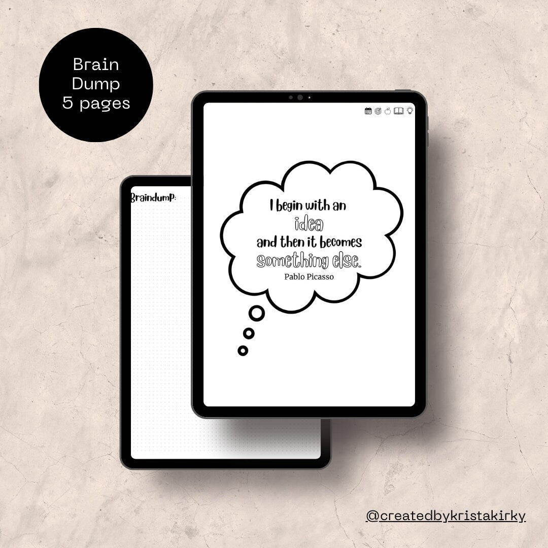 My Digital Bullet Journal - Hyperlinked, Undated, Themed Templates, Goals & Reflection, Meal Planner, Reading Journal, Brain Dump Sections