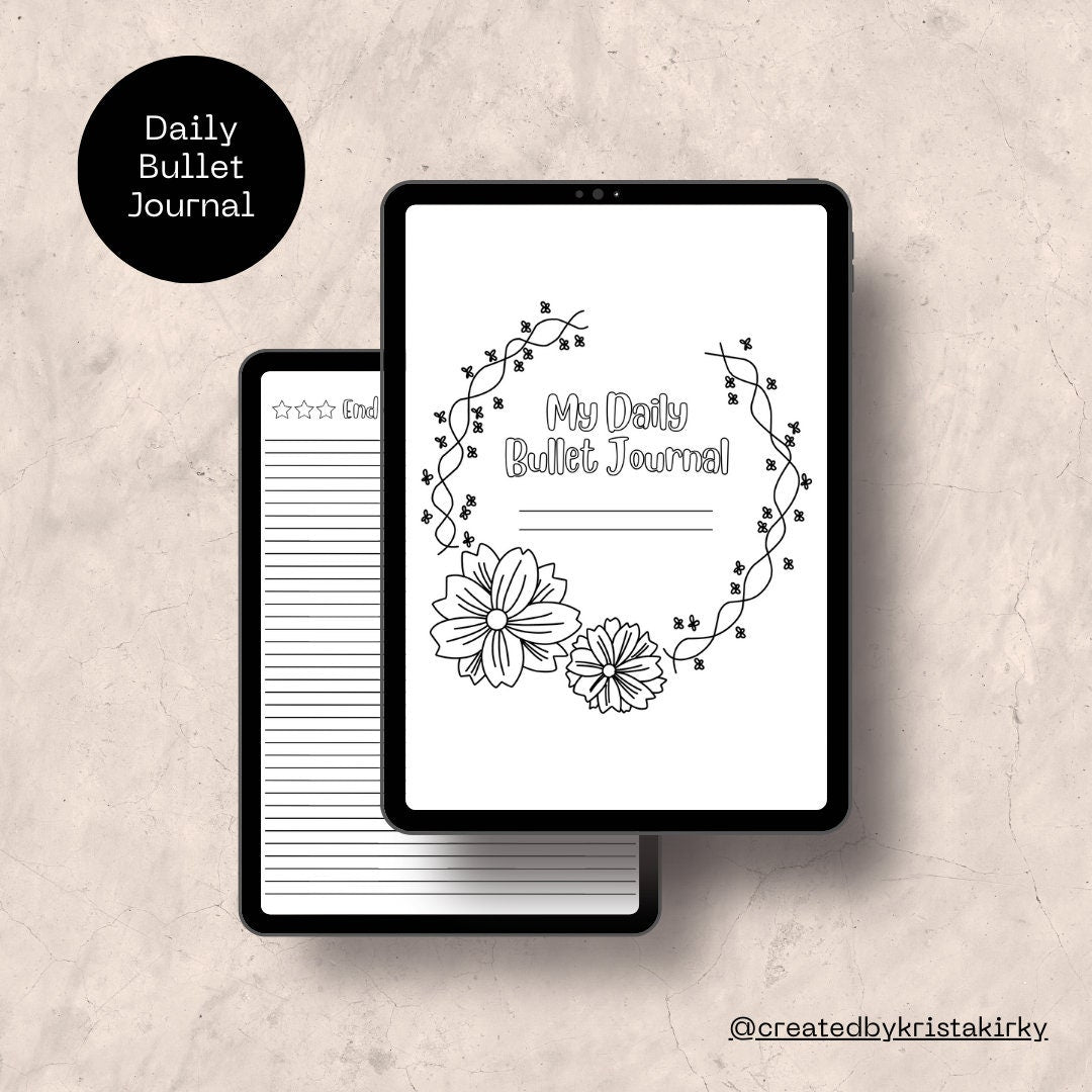 My Daily Bullet Journal - Hyperlinked with Themes - Digital or Printable