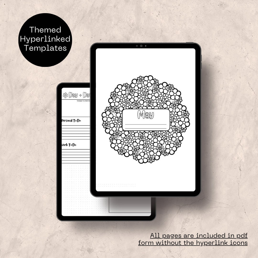 My Digital Bullet Journal - Hyperlinked, Undated, Themed Planner Templates & My Daily Bullet Journal - Hyperlinked with Themes with pdfs
