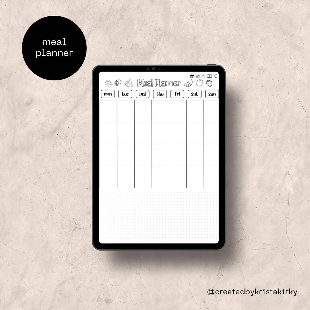My Digital Bullet Journal - Hyperlinked, Undated, Themed Templates, Goals & Reflection, Meal Planner, Reading Journal, Brain Dump Sections