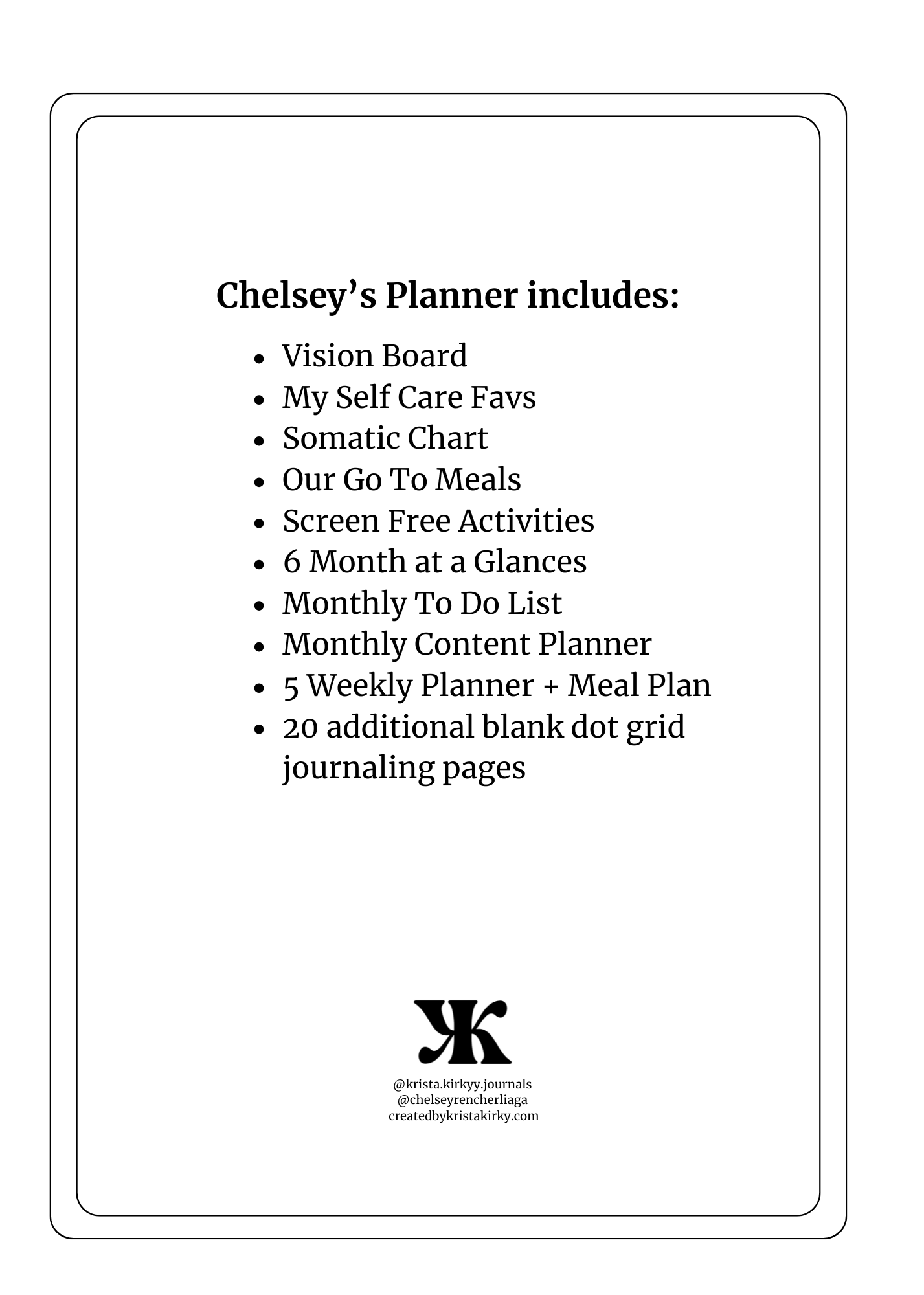 Chelsey's Content + Meal Planner