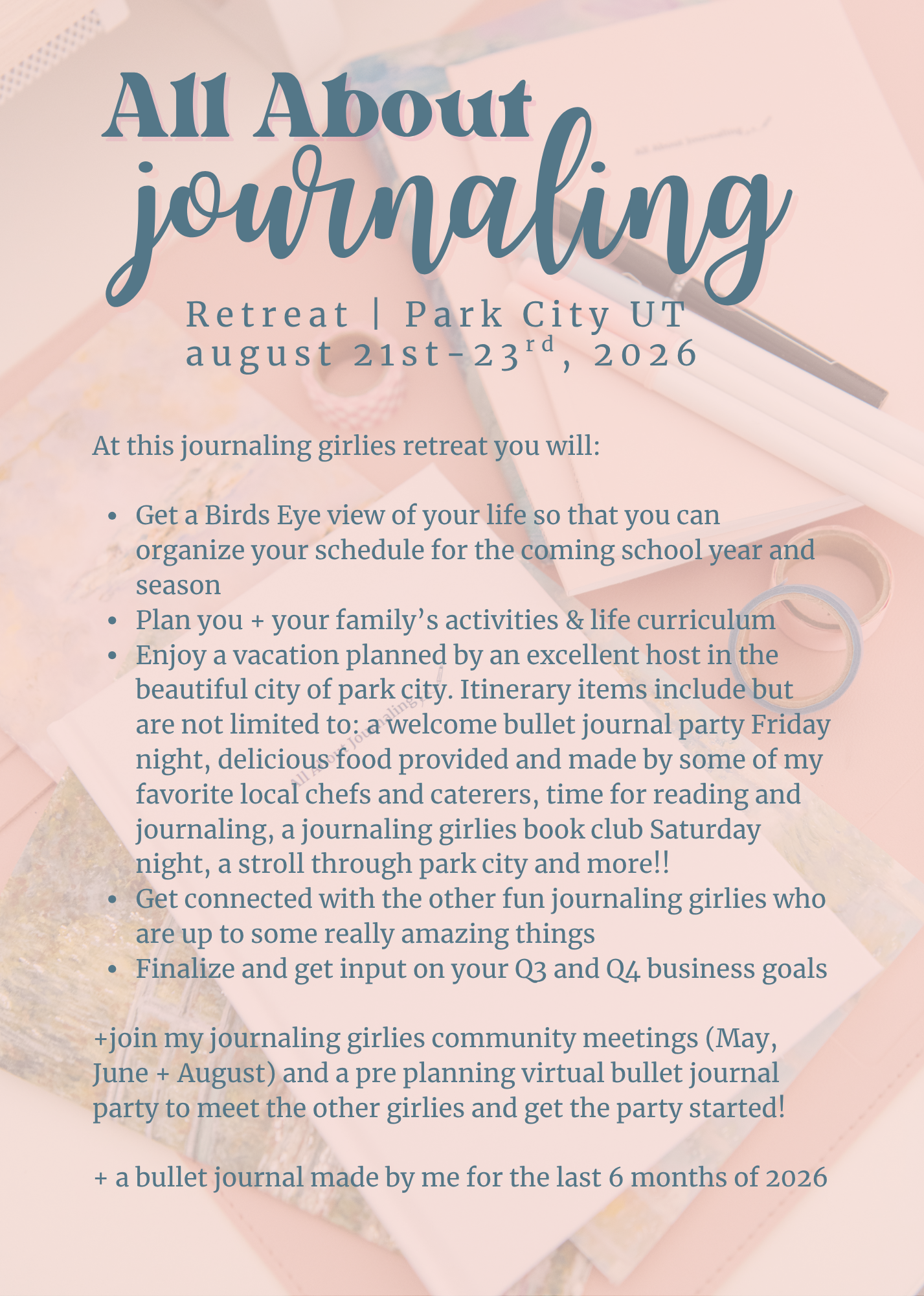 Journaling Retreat: Park City Utah August 21st-23rd